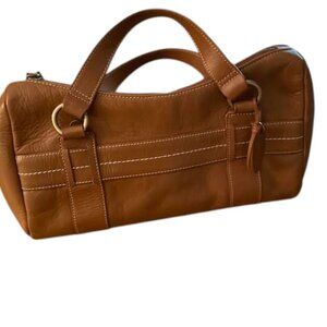 Relativity Leather Shoulder Bag Purse Zip close top, Neutral Brown